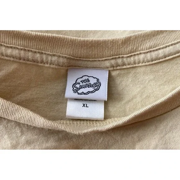 The Simpsons Men T Shirt Embroidered Front Logo back desing Size XL Cream - Picture 5 of 7